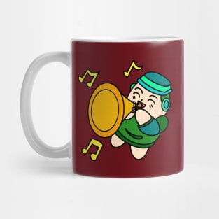 Cute cartoon boy happy playing trumpet Mug